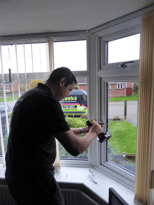 Window repairs Warrington - local Window Geeks engineer at work